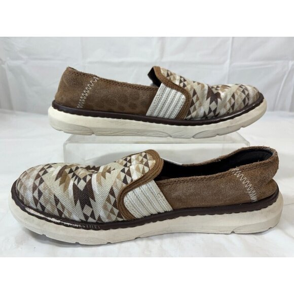 Ariat Tan Diamond Aztec Ryder Casual Flat Slip On Shoe Size 6.5 B - Picture 8 of 12